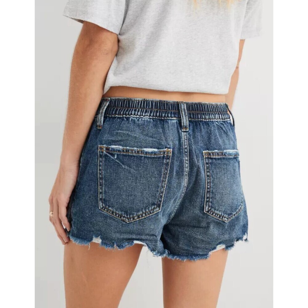 Aerie NWT Daydream Denim Short Elastic Waist Stretchy Shorts Medium Wash XL - Picture 2 of 7